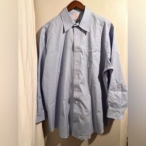 Brooks Brothers Madison Non-Iron Dress Shirt 17-33 Blue Supima Cotton Mens